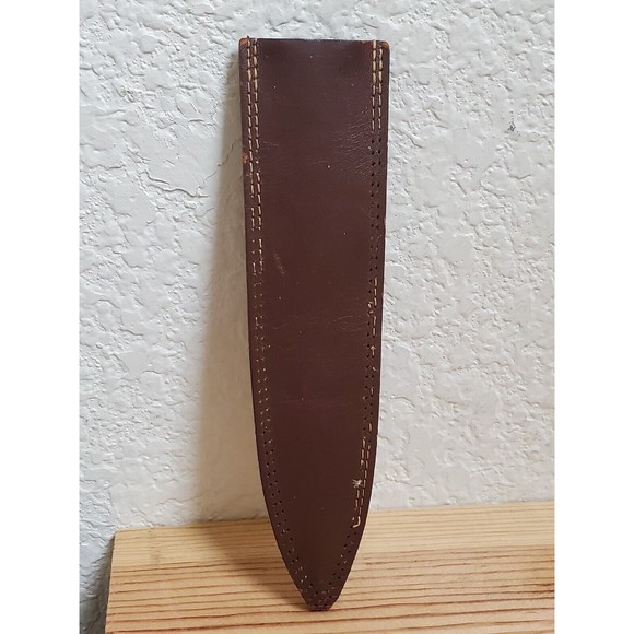 RUMPP Brown Leather Knife SHEATH RARE Vintage FLAWED NEEDS REPAIR 5" - Picture 4 of 8